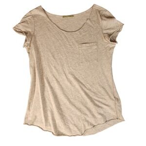 Velvet T Shirt Women Size M Gray Short Sleeve Pocket Tee Made in USA